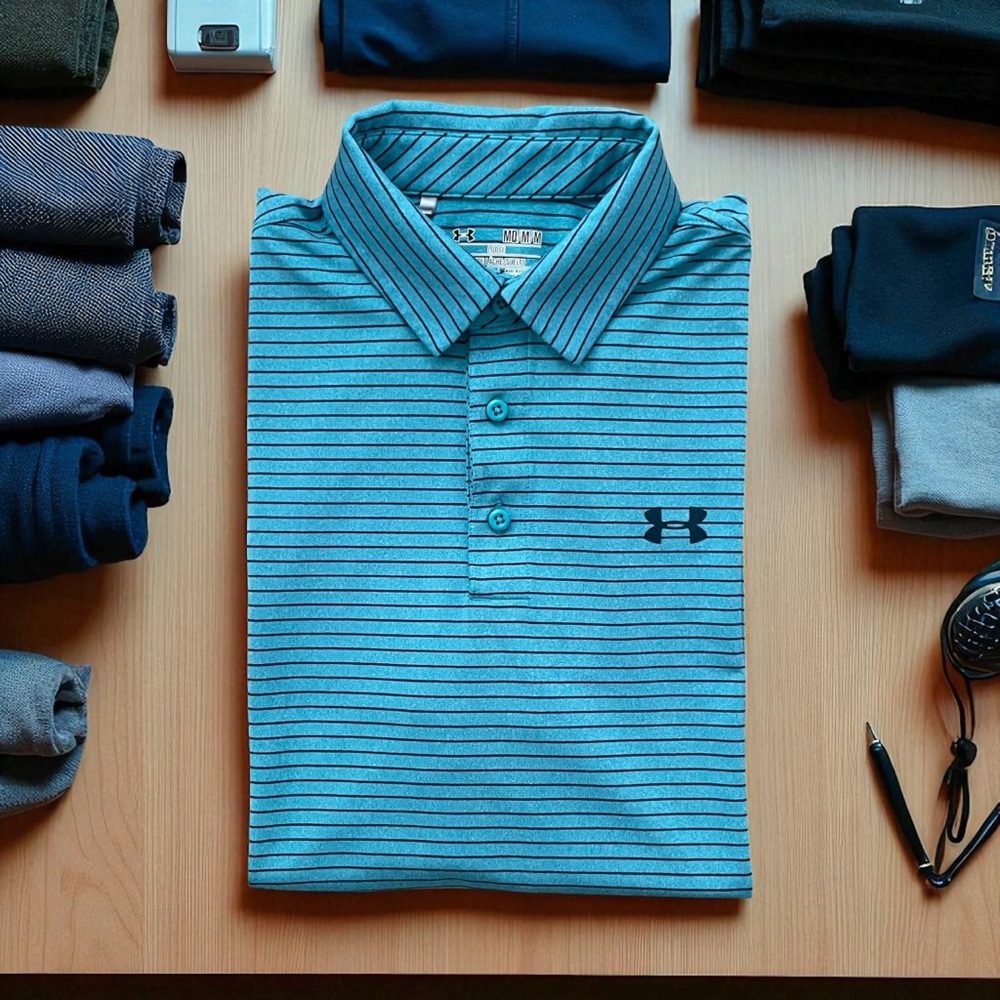 Under Armour Men's Aqua Striped Polo